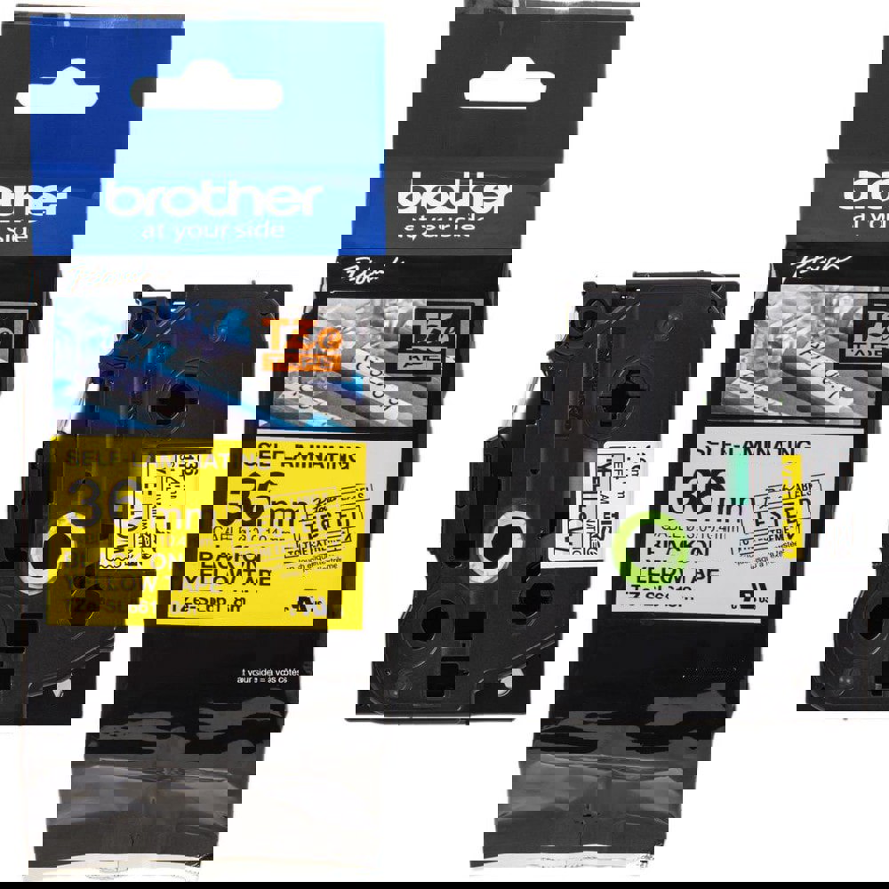 Labels, Ribbons & Tapes; Application: Cable Wraps; Wire Marking ; Type: Thermal Transfer Printable Label ; Color Family: Yellow ; Color: Yellow ; Number Of Labels Per Roll: 1 ; For Use With: Brother P-Touch Label Printers