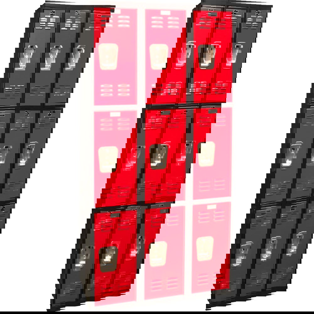 Lockers; Locker Style: Horizontal ; Locker Configuration: 3-Wide ; Assembled: Yes ; Shelf Capacity: 0 ; Handle Type: Recessed ; Locker Material: Steel