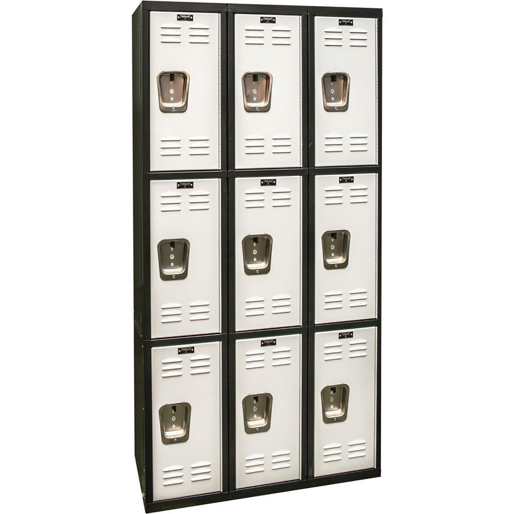 Lockers; Locker Style: Horizontal ; Locker Configuration: 3-Wide ; Assembled: No ; Shelf Capacity: 0 ; Handle Type: Recessed ; Locker Material: Steel