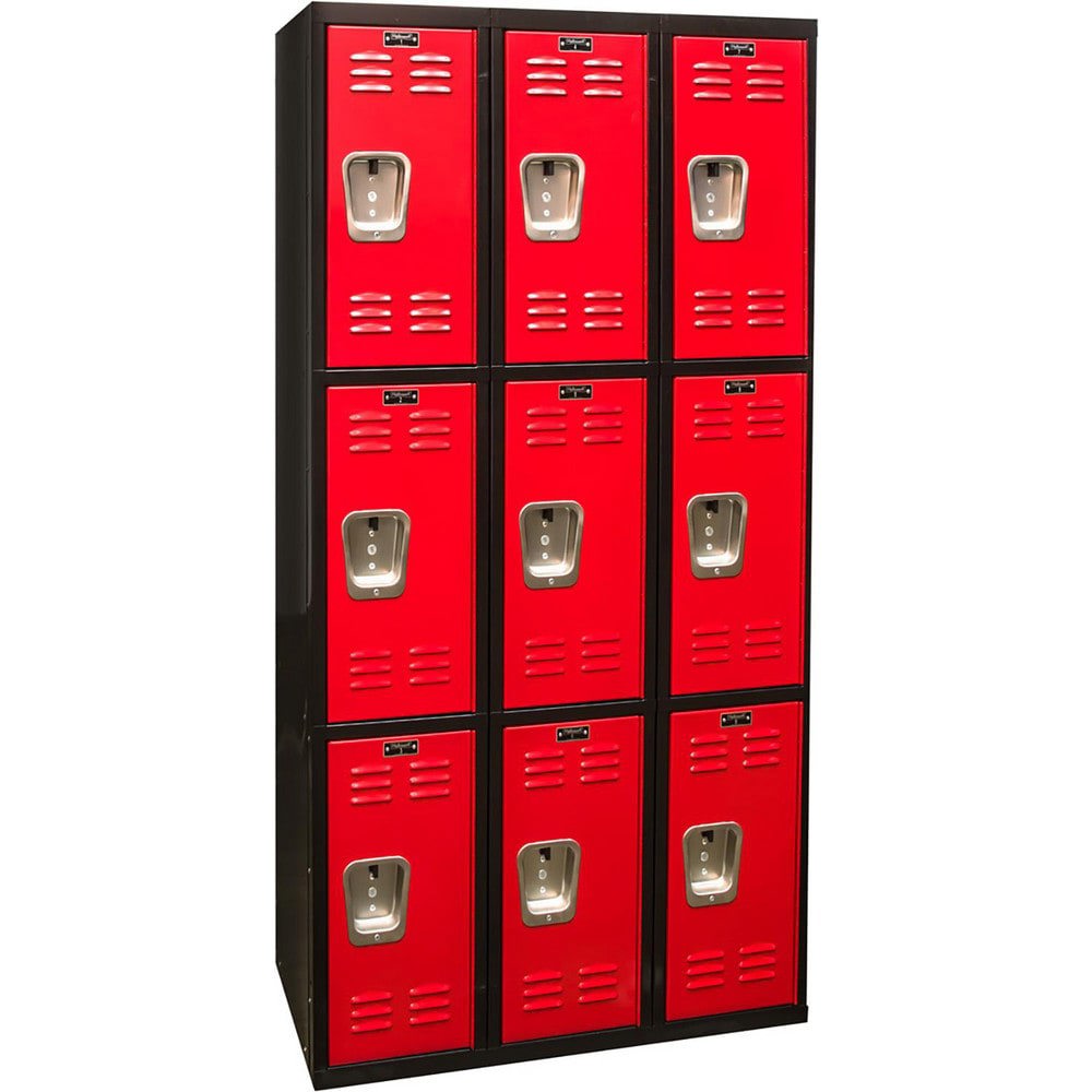 Lockers; Locker Style: Horizontal ; Locker Configuration: 3-Wide ; Assembled: No ; Shelf Capacity: 0 ; Handle Type: Recessed ; Locker Material: Steel