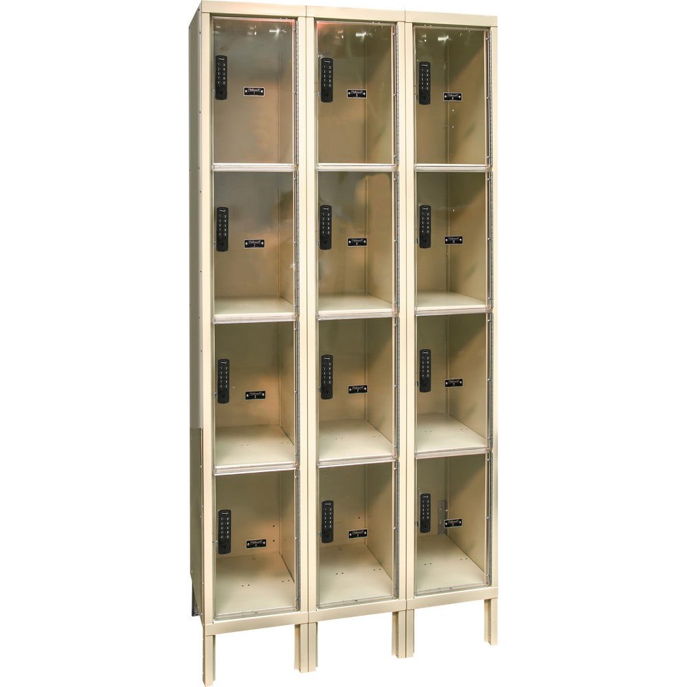 Lockers; Locker Style: Horizontal ; Locker Configuration: 3-Wide ; Assembled: No ; Shelf Capacity: 0 ; Handle Type: Electronic Lock Finger Pull ; Locker Material: Steel
