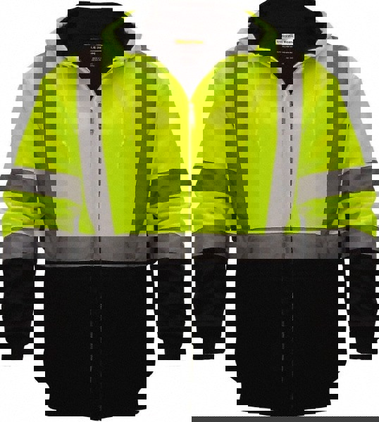 Cold Weather & High Visibility Sweatshirt: Size 2X-Large, Polyester, Zipper & Zipper & Snaps Closure