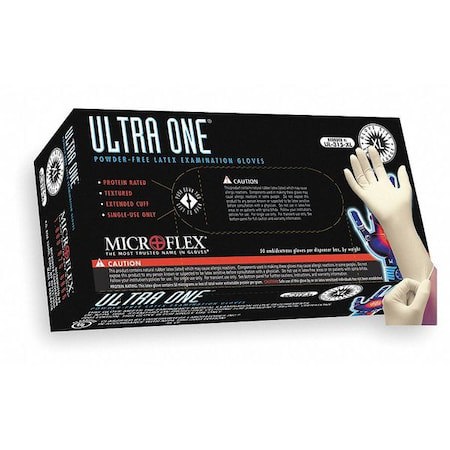 Series Microflex Ultra One Disposable Gloves: Size Small, 9.8 mil, Uncoated-Coated Latex, Industrial Grade, Unpowdered