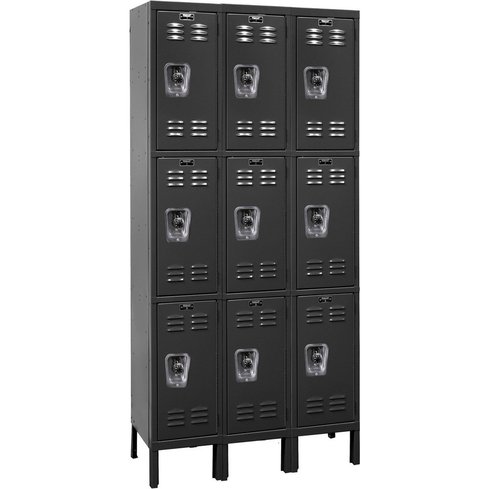 Lockers; Locker Style: Horizontal ; Locker Configuration: 3-Wide ; Assembled: Yes ; Shelf Capacity: 0 ; Handle Type: Recessed ; Locker Material: Steel