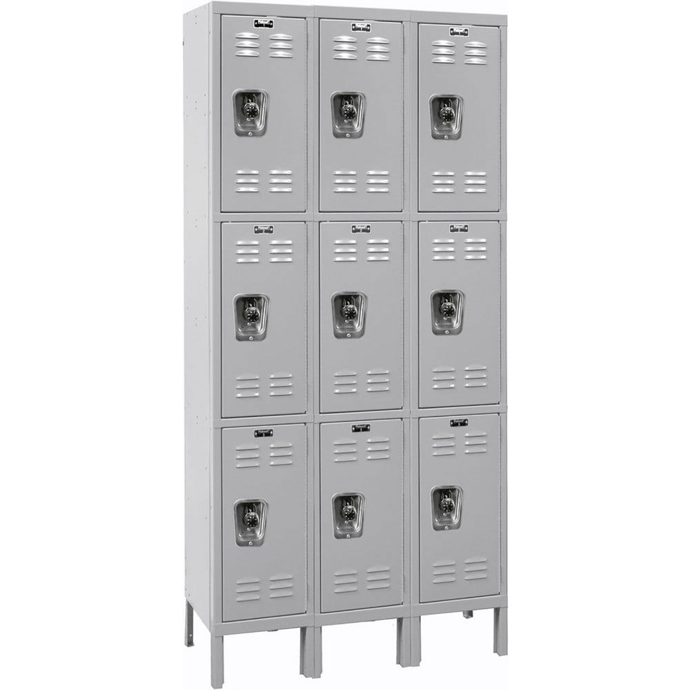 Lockers; Locker Style: Horizontal ; Locker Configuration: 3-Wide ; Assembled: Yes ; Shelf Capacity: 0 ; Handle Type: Recessed ; Locker Material: Steel