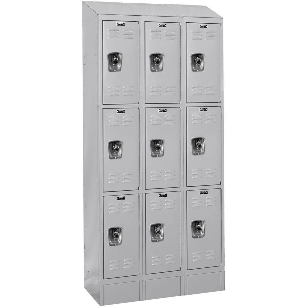 Lockers; Locker Style: Horizontal ; Locker Configuration: 3-Wide ; Assembled: Yes ; Shelf Capacity: 0 ; Handle Type: Recessed ; Locker Material: Steel