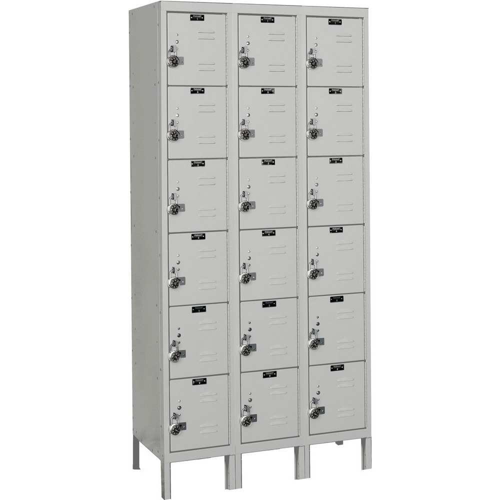 Lockers; Locker Style: Horizontal ; Locker Configuration: 3-Wide ; Assembled: Yes ; Shelf Capacity: 0 ; Handle Type: Pull ; Locker Material: Steel