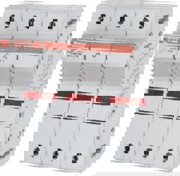 3 Pole, 600 VAC/VDC, 30 Amp, DIN Rail Mount Fuse Holder