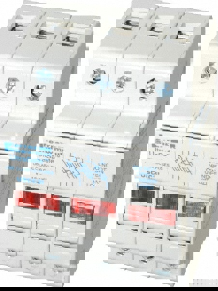 3 Pole, 600 VAC/VDC, 30 Amp, DIN Rail Mount Fuse Holder