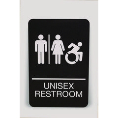 SIGN,UNISEX RESTROOM,BK