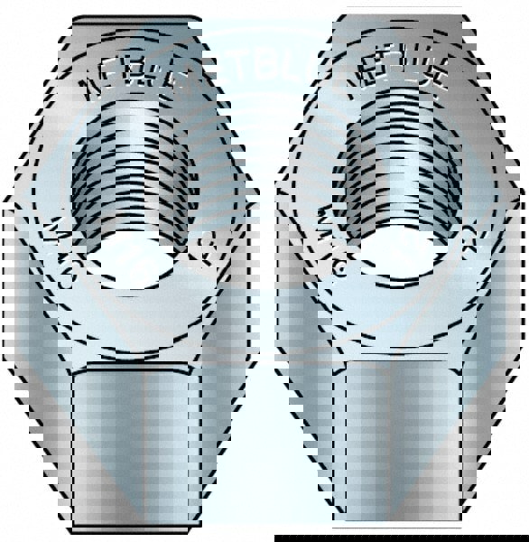Hex Nut: M30x3.5, Grade 10 Steel, Metric Blue Finish