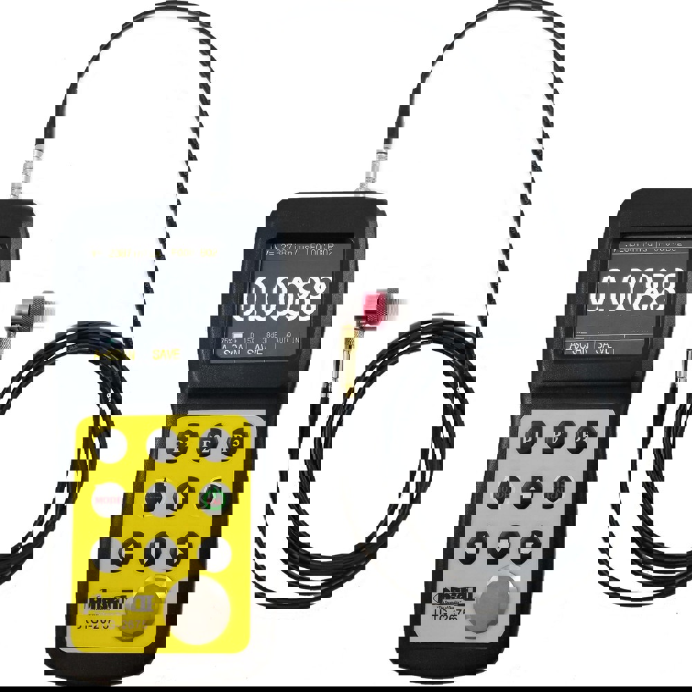 Electronic Thickness Gages; Maximum Measurement: 25.40 ; Accuracy: 0.00015 in ; Resolution: 0.000 ; Anvil Tip Shape: Flat ; Operating Mechanism: Thumb Button ; Flat Contact Diameter: 4mm