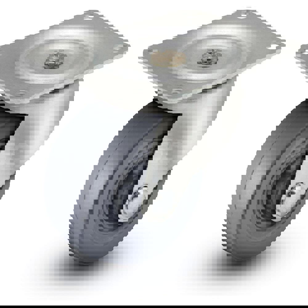 Swivel Top Plate Caster: Rubber, 2-1/2