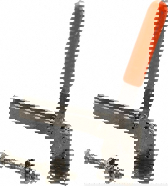 Manual Hold-Down Toggle Clamp: Vertical, 200 lb Capacity, U-Bar, Flanged Base