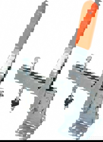 Manual Hold-Down Toggle Clamp: Vertical, 400 lb Capacity, U-Bar, Flanged Base