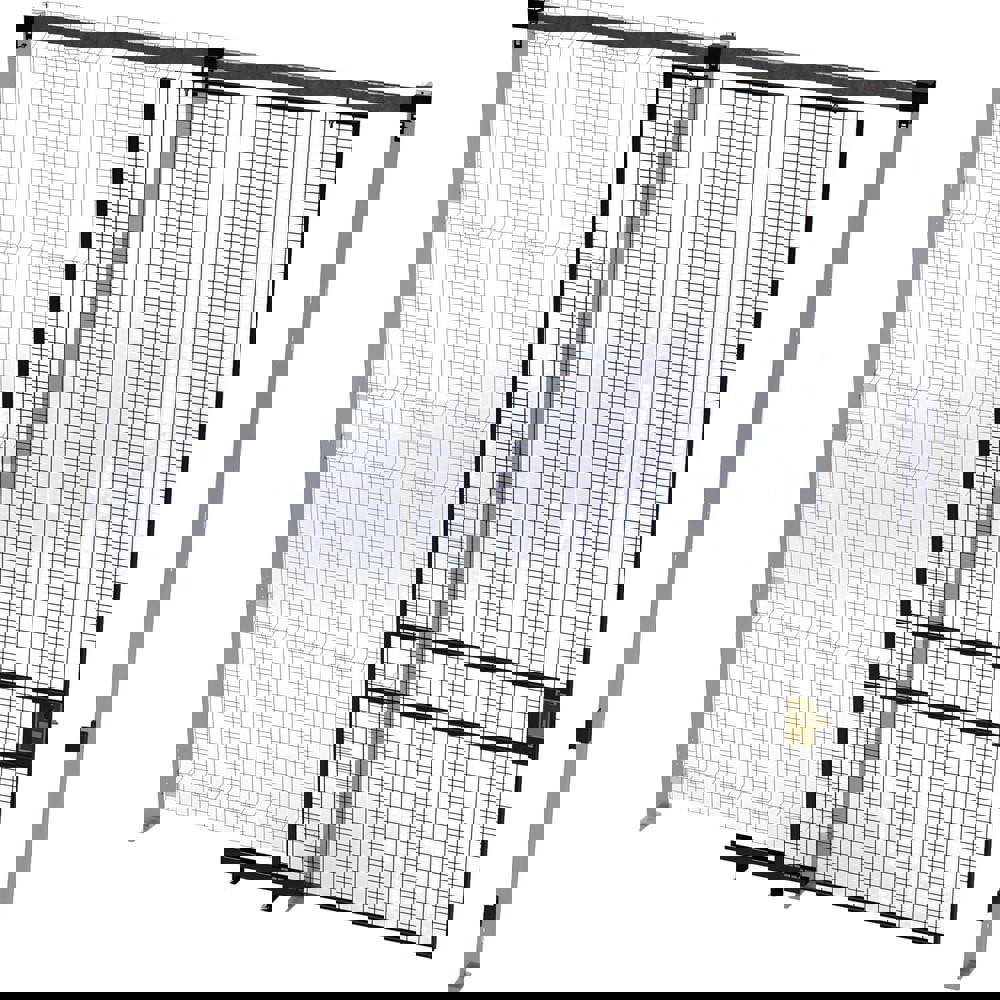 Temporary Structure Partitions; Overall Height: 120in ; Width (Inch): 58 ; Overall Depth: 1.5in ; Construction: Welded ; Material: Steel ; Color: Black