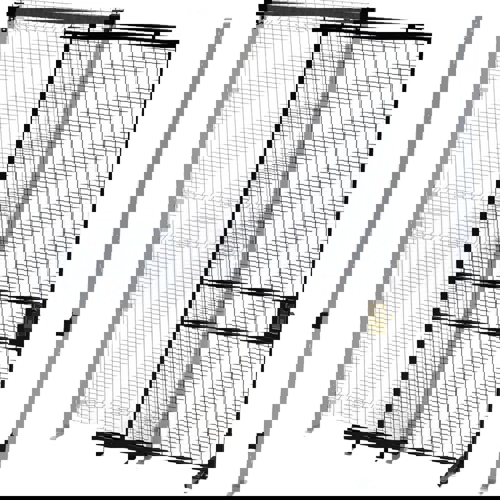 Temporary Structure Partitions; Overall Height: 96in ; Width (Inch): 46 ; Overall Depth: 1.5in ; Construction: Welded ; Material: Steel ; Color: Black