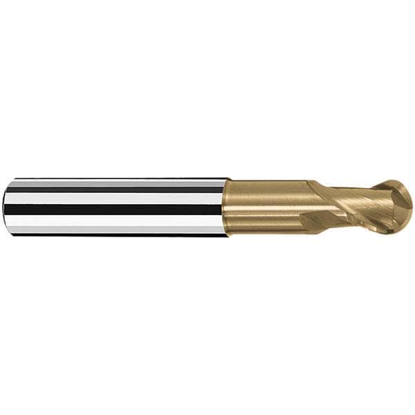Ball End Mill: 1.00 mm Dia, 1.50 mm LOC, 2 Flute, Solid Carbide