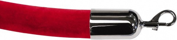 Pedestrian Barrier Rope: Velour, Red, 8' Long, 2