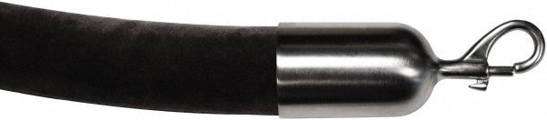 Pedestrian Barrier Rope: Velour, Black, 6' Long, 2