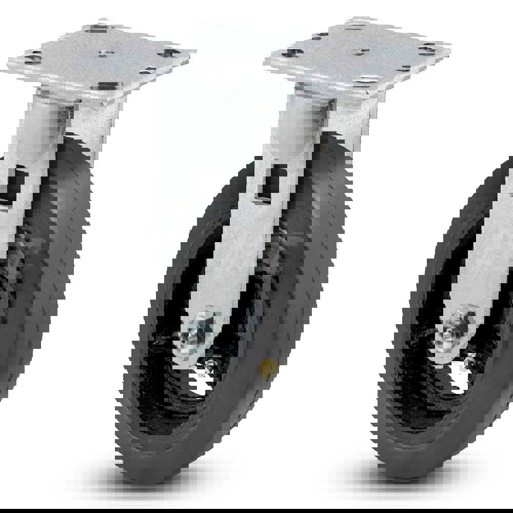 Rigid Top Plate Caster: Rubber, 8