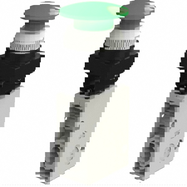 Mechanically Operated Valve: 2-Way & 2-Position, Push Button (Mushroom) Actuator, 1/4