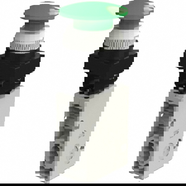 Mechanically Operated Valve: 3-Way & 2-Position, Push Button (Mushroom) Actuator, 1/4