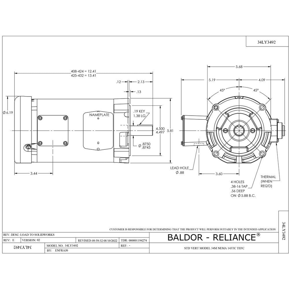 Three Phase AC Motor: TEFC Enclosure