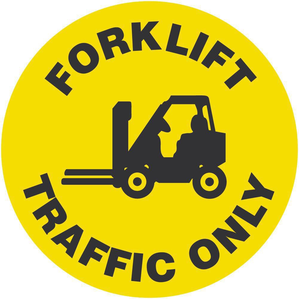 LED Sign Projectors; Sign Type: Forklift Caution ; Legend: FORKLIFT TRAFFIC ONLY ; Bilingual: No ; Language: English ; Color: Black; Yellow ; Maximum Projection: 50ft