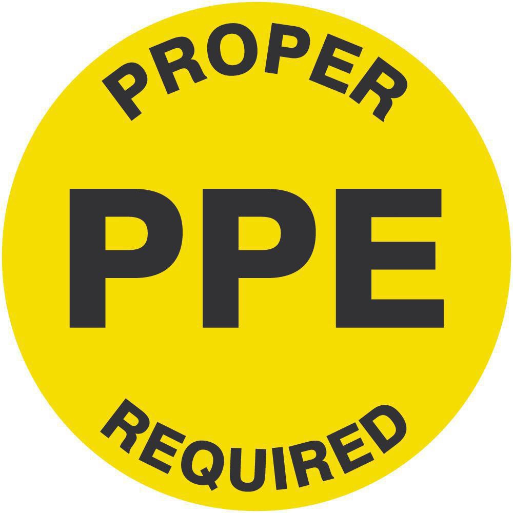 LED Sign Projectors; Sign Type: PPE ; Legend: PROPER PPE REQUIRED ; Bilingual: No ; Language: English ; Color: Black; Yellow ; Maximum Projection: 50ft