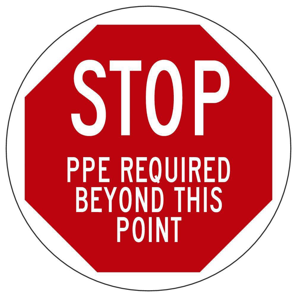 LED Sign Projectors; Sign Type: PPE ; Legend: STOP PPE REQUIRED BEYOND THIS POINT ; Bilingual: No ; Language: English ; Color: Red; White ; Maximum Projection: 50ft