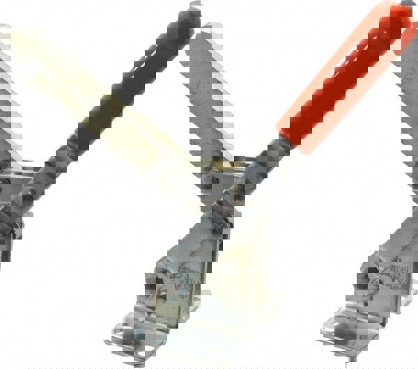 Manual Hold-Down Toggle Clamp: Vertical, 700 lb Capacity, Solid Bar, Flanged Base