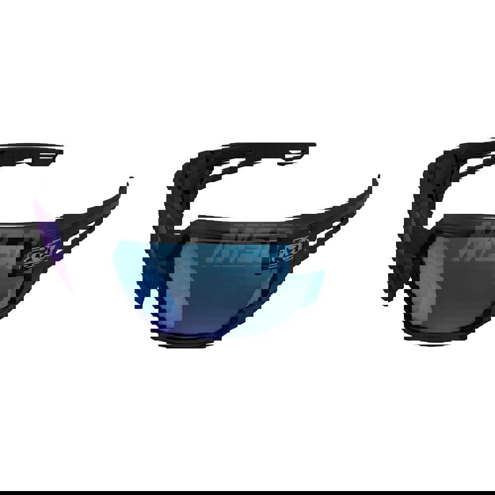 Safety Glass: Anti-Fog & Scratch-Resistant, Polycarbonate, Blue Mirror Lenses, Full-Framed