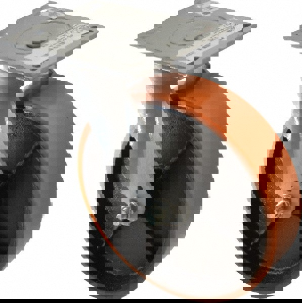 Swivel Top Plate Caster: Polyurethane with Semi-Steel Center Polyurethane & Polyurethane Mold on Steel, 8