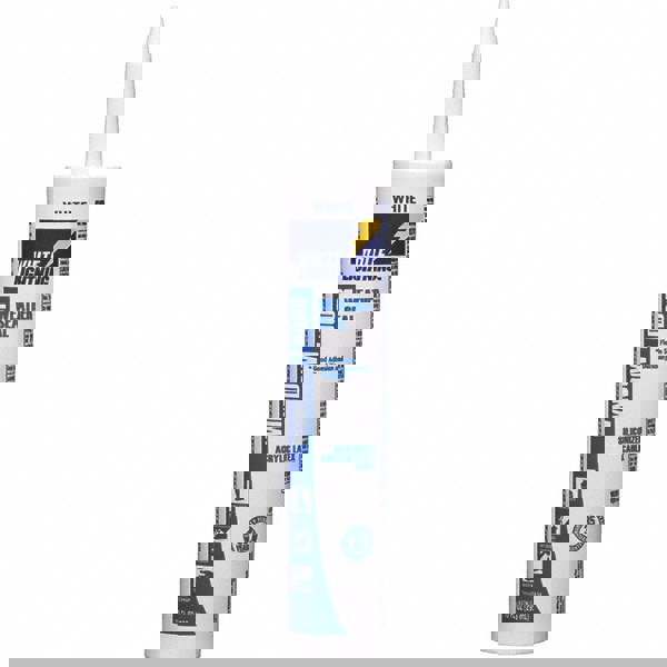 Caulk: 10 oz Cartridge, White, Acrylic & Silicone Hybrid