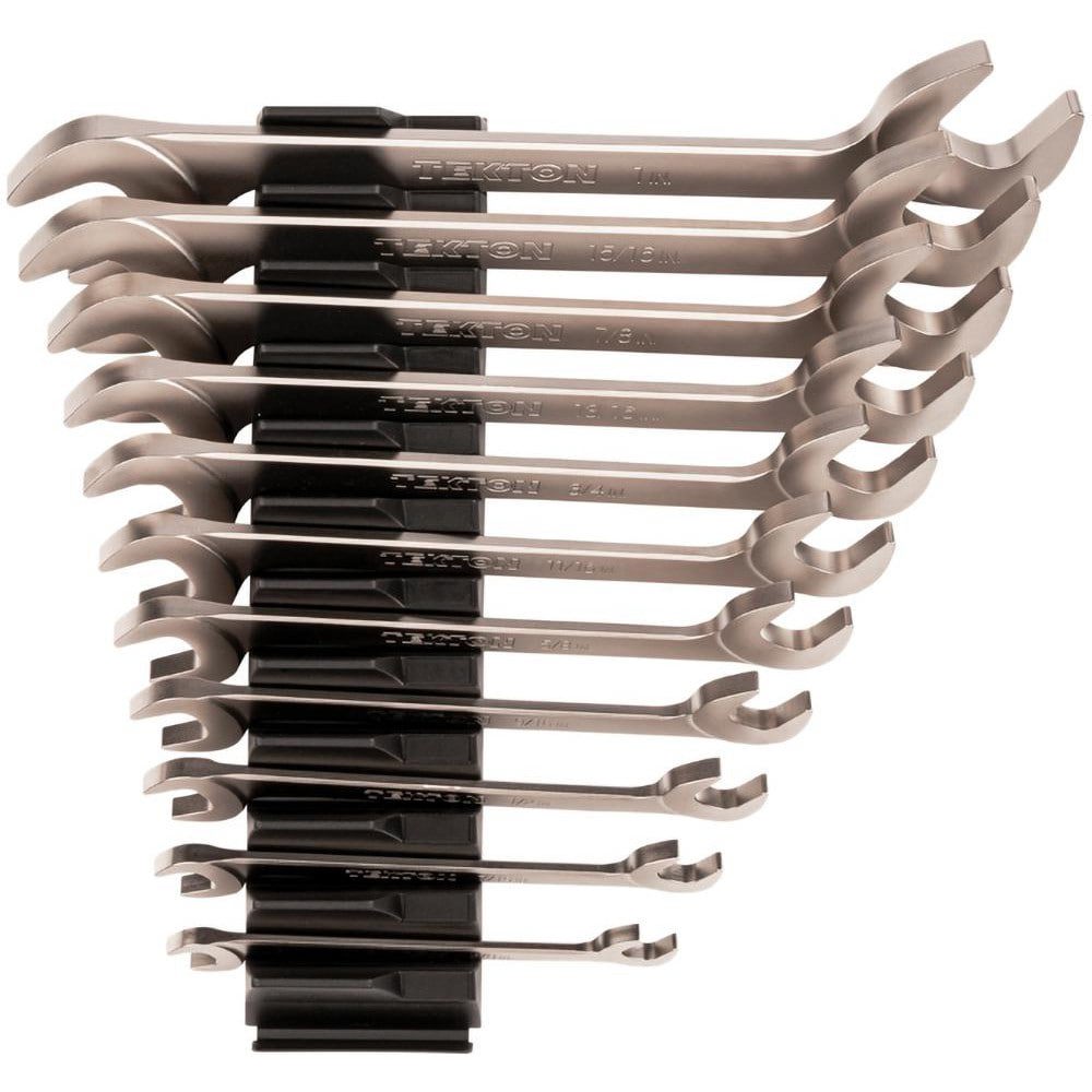 Wrench Sets; Set Type: Angle Head Open End Wrench Set ; System Of Measurement: Inch ; Size Range: 3/8 - 1 in. ; Container Type: Modular Wrench Organizer ; Material: Steel ; Finish Coating: Electroless Nickel