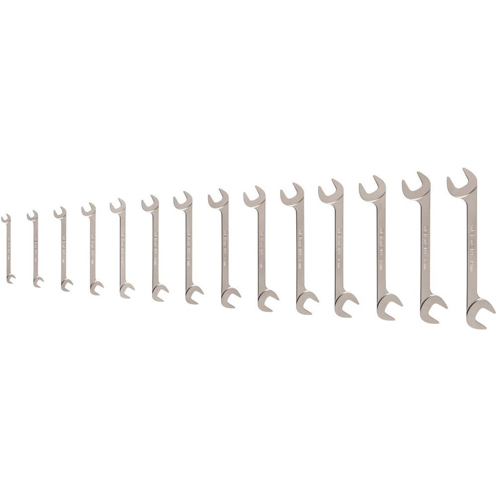 Wrench Sets; Set Type: Angle Head Open End Wrench Set ; System Of Measurement: Metric ; Size Range: 6 - 19mm ; Container Type: None ; Material: Steel ; Finish Coating: Electroless Nickel