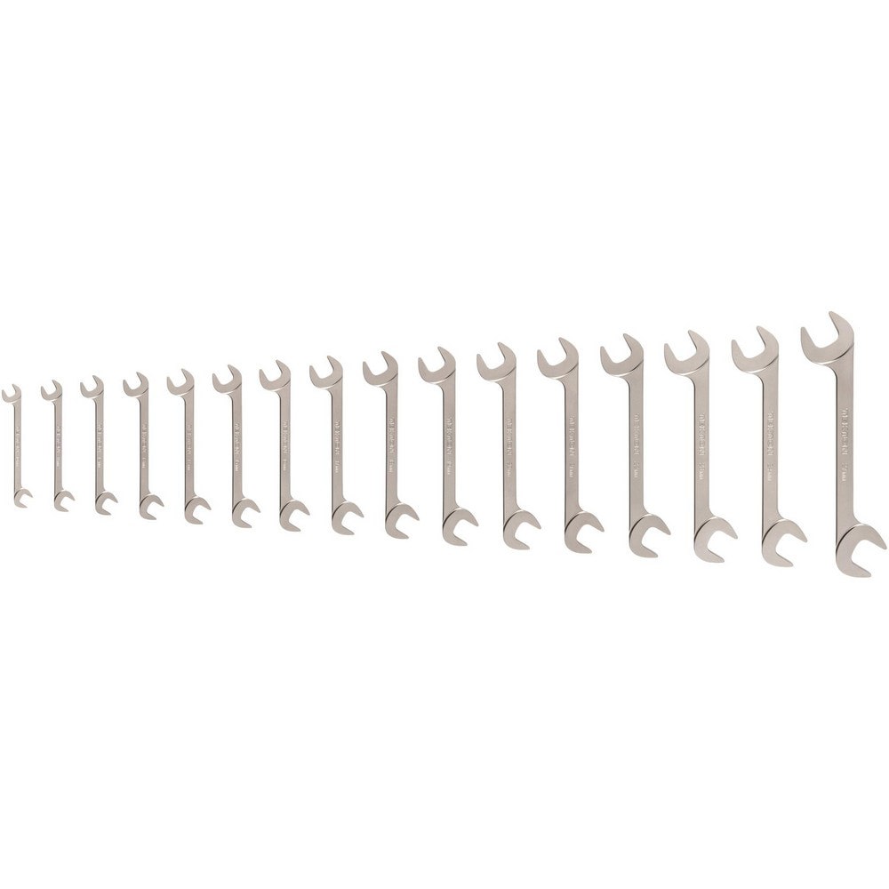 Wrench Sets; Set Type: Angle Head Open End Wrench Set ; System Of Measurement: Metric ; Size Range: 10 - 27mm ; Container Type: None ; Material: Steel ; Finish Coating: Electroless Nickel