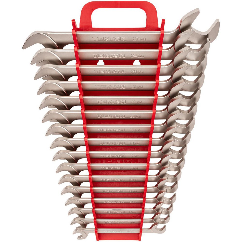 Wrench Sets; Set Type: Angle Head Open End Wrench Set ; System Of Measurement: Metric ; Size Range: 10 - 27mm ; Container Type: Plastic Holder ; Material: Steel ; Finish Coating: Electroless Nickel
