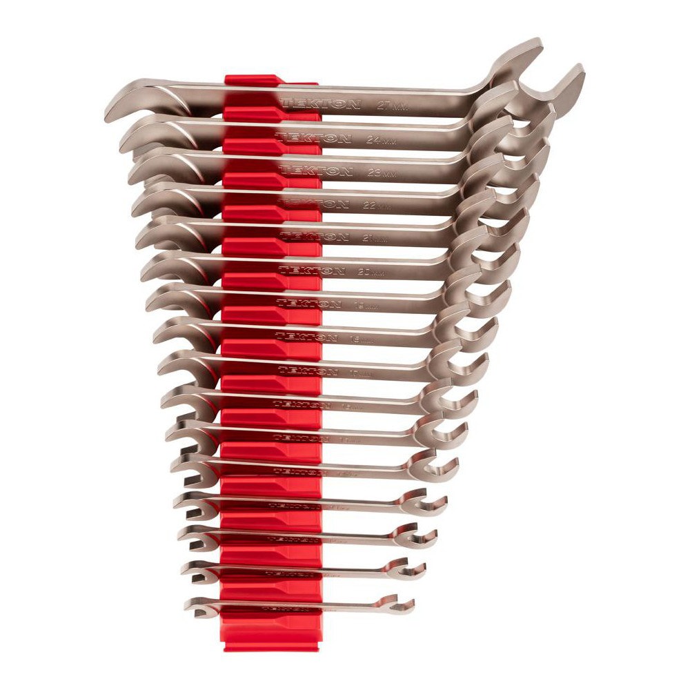 Wrench Sets; Set Type: Angle Head Open End Wrench Set ; System Of Measurement: Metric ; Size Range: 10 - 27mm ; Container Type: Modular Wrench Organizer ; Material: Steel ; Finish Coating: Electroless Nickel