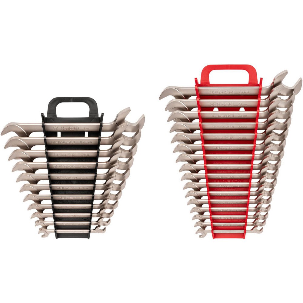 Wrench Sets; Set Type: Angle Head Open End Wrench Set ; System Of Measurement: Inch/Metric ; Size Range: 3/8 - 1 in., 10 - 27mm ; Container Type: Plastic Holder ; Material: Steel ; Finish Coating: Electroless Nickel