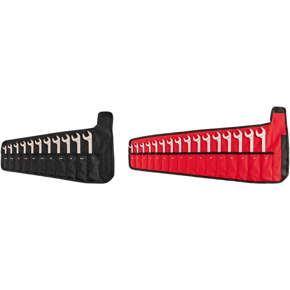 Wrench Sets; Set Type: Angle Head Open End Wrench Set ; System Of Measurement: Inch/Metric ; Size Range: 3/8 - 1 in., 10 - 27mm ; Container Type: Pouch ; Material: Steel ; Finish Coating: Electroless Nickel