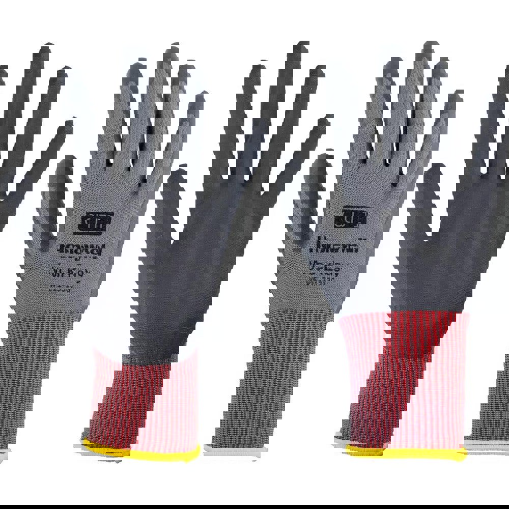 Cut & Puncture Resistant Gloves; Coating Material: Polyurethane ; Coating Coverage: Palm & Fingertips ; Glove Type: Cut-Resistant ; ANSI/ISEA Cut Resistance Level: 1 ; Primary Material: Polyester ; ANSI/ISEA Abrasion Resistance Level: 3
