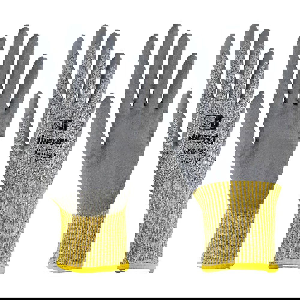 Cut & Puncture Resistant Gloves; Coating Material: Polyurethane ; Coating Coverage: Palm & Fingertips ; Glove Type: Cut-Resistant ; ANSI/ISEA Cut Resistance Level: A2 ; Primary Material: HPPE ; ANSI/ISEA Abrasion Resistance Level: 4
