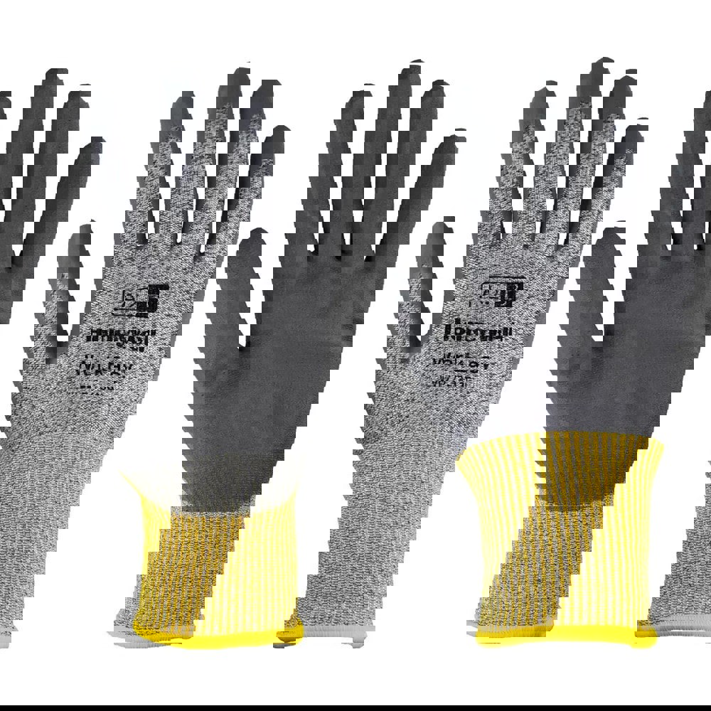 Cut & Puncture Resistant Gloves; Style: Knit ; Coating Material: Microfoam Nitrile ; Coating Coverage: Palm & Fingertips ; Glove Type: Cut, Puncture & Abrasion-Resistant ; ANSI/ISEA Cut Resistance Level: A2 ; Primary Material: HPPE; Fiberglass