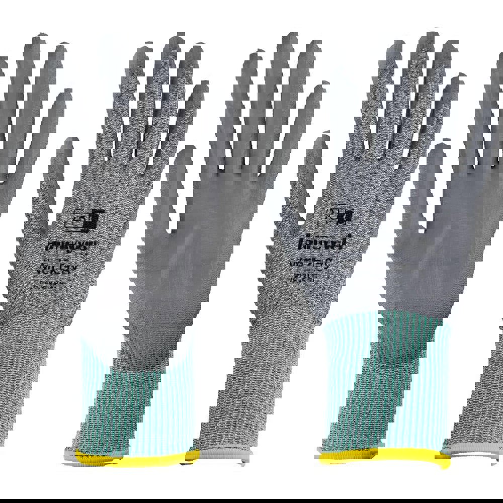 Cut & Puncture Resistant Gloves; Coating Material: Polyurethane ; Coating Coverage: Palm & Fingertips ; Glove Type: Cut-Resistant ; ANSI/ISEA Cut Resistance Level: A3 ; Primary Material: HPPE ; ANSI/ISEA Abrasion Resistance Level: 4