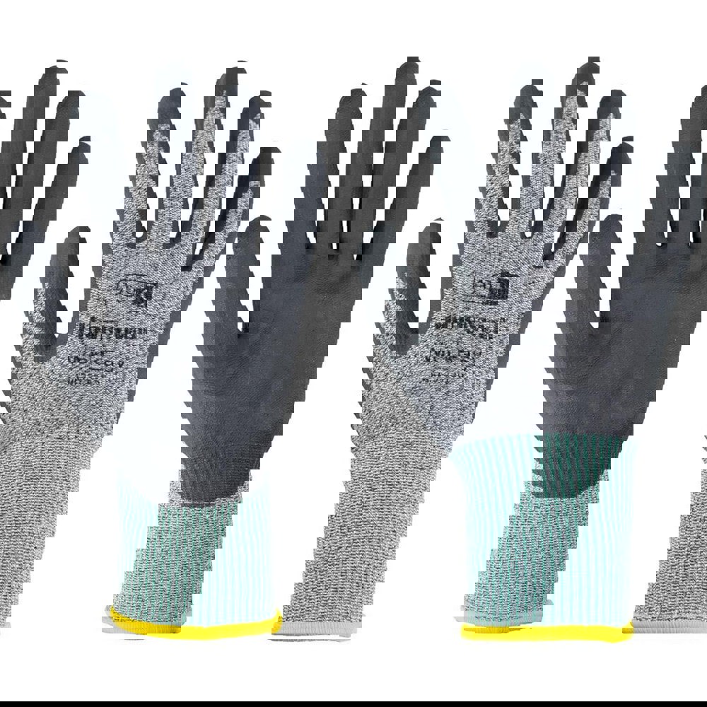 Cut & Puncture Resistant Gloves; Coating Material: Micro-Foam Nitrile ; Coating Coverage: Palm & Fingertips ; Glove Type: Cut-Resistant ; ANSI/ISEA Cut Resistance Level: A3 ; Primary Material: HPPE ; ANSI/ISEA Abrasion Resistance Level: 4