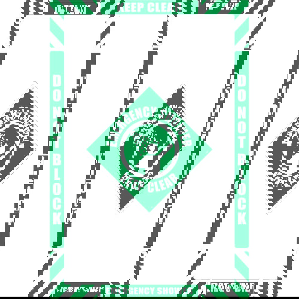 First Aid Adhesive Backed Floor Sign: Rectangle, ''Emergency Shower Keep Clear''