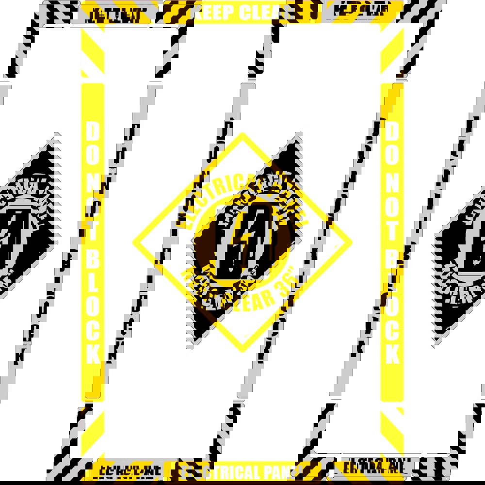 Accident Prevention Adhesive Backed Floor Sign: Rectangle, ''Electrical Panel Keep Clear''