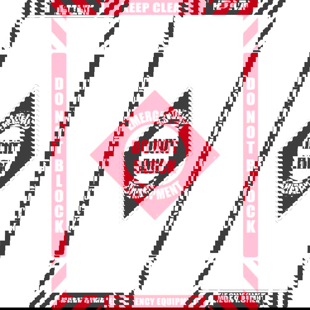 Accident Prevention Adhesive Backed Floor Sign: Rectangle, ''Emergency Equipment Do Not Block''